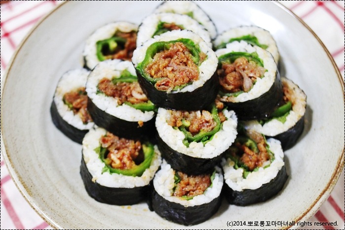 [제육김밥] 매콤하게 아삭한 제육김밥 - 10만개의 레시피, 메뉴판키친 요리판