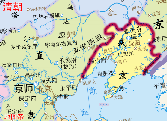 청나라 오대장군(五大將軍)의 관할구역은?