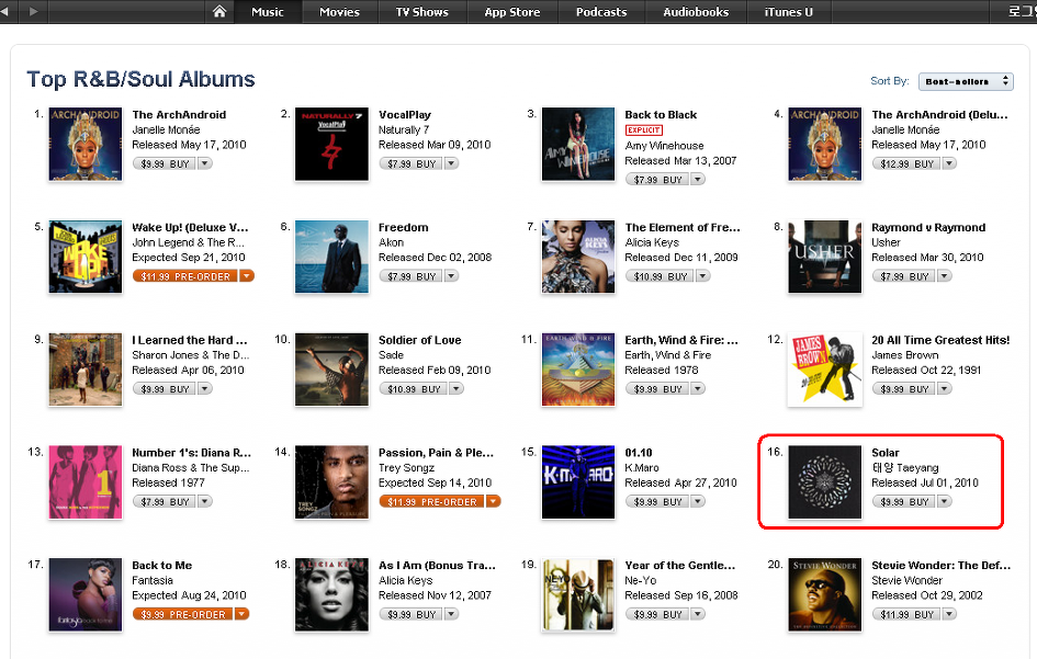 Taeyang’s SOLAR On ITunes R&B Album Chart | Devoted To The Sun